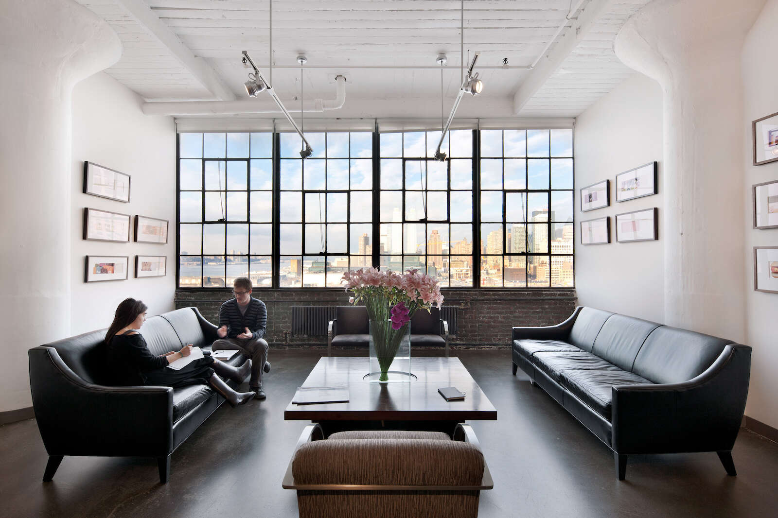 meeting space with long sofas